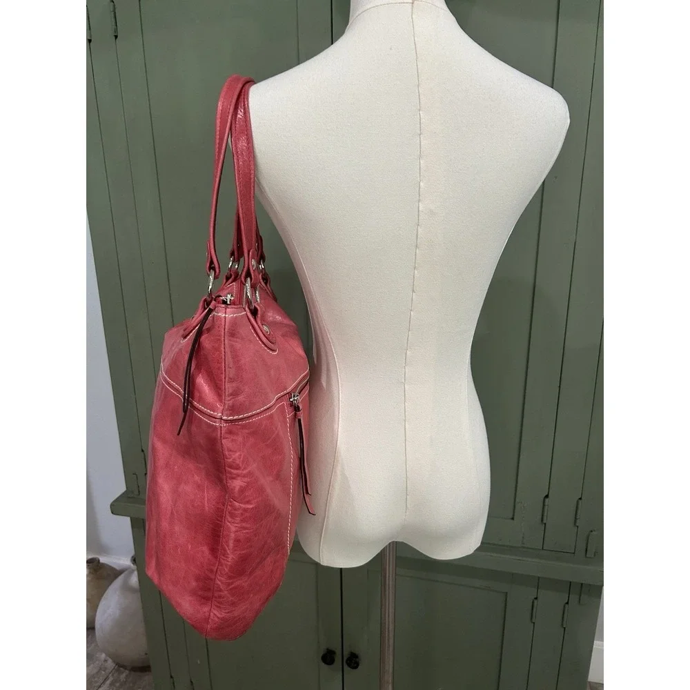 Vintage Coach Red Leather Shoulder Bag Hobo‎ Y2K Bratz Statement Silver Hardware